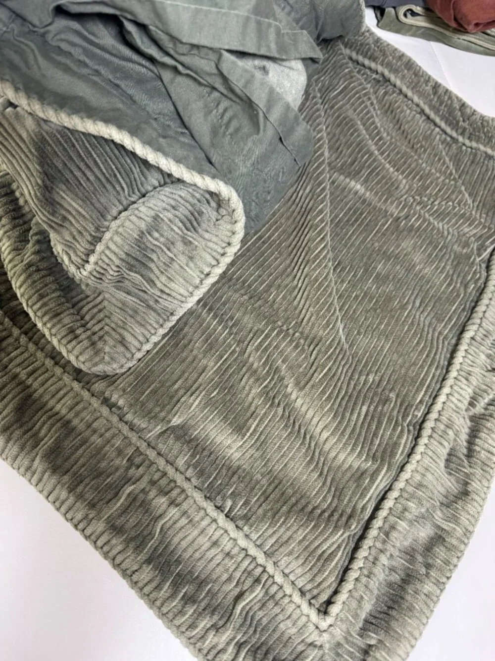 Set 2 Hawthorne Hill Olive Green Corduroy Throw Pillow Case 26x19 Mid Century